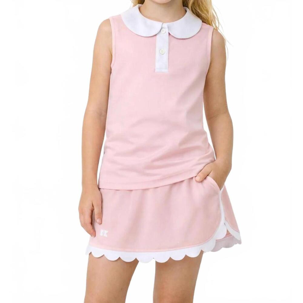 NEW COURTSIDE KIDS scalloped trim skort in pink/white - Picture 2 of 3